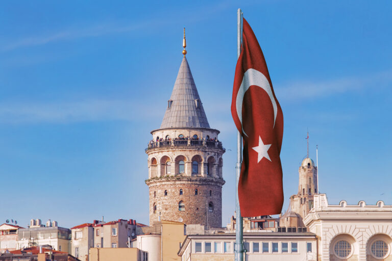 Turkish Flag Beside Galata Tower