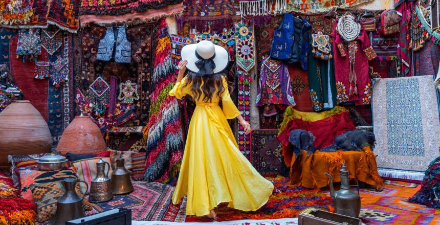 Girl exploring Grand Bazaar in Istanbul Turkey